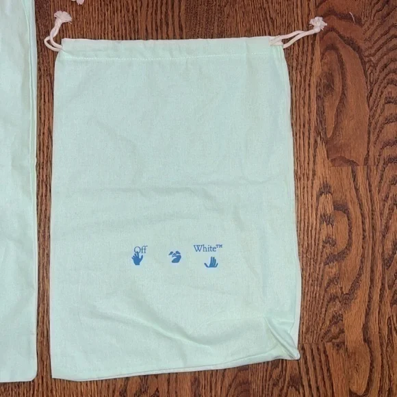 Off-White Set‎ Of 2 Blue Teal Storage Drawstring Dust Bags
